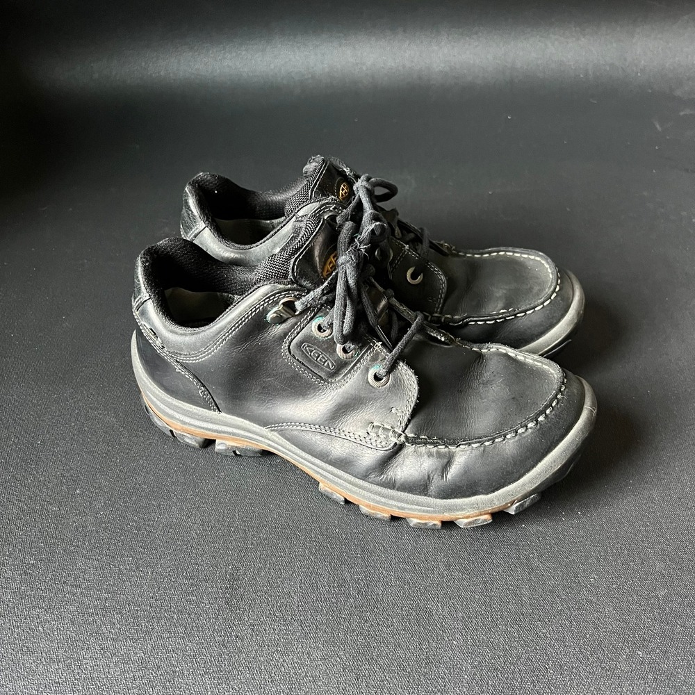 Keen Nopo Lace Mens Black Leather Moc Toe Hiking Shoes 8.5 US 41 EU Gorpcore